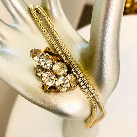 Vintage Rhinestone Necklace & Earrings - Picture 1 of 13